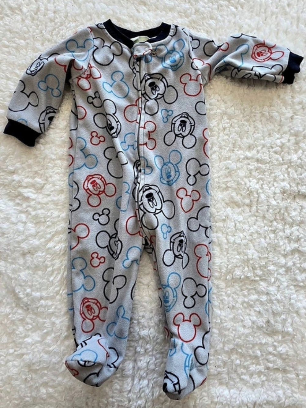 Disney Mickey Mouse Footie in Gray & Blue Baby 9M